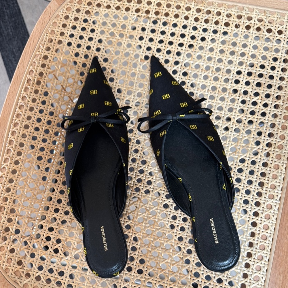 Balenciaga Black Studded Mules